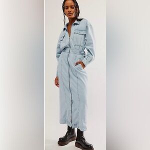 Free People Sundown‎ Midi Dress (Denim) Size Medium